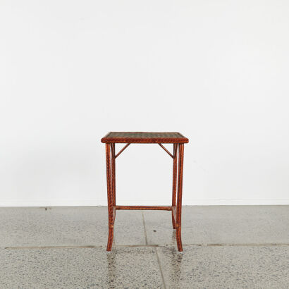 A Rattan Topped Side Table
