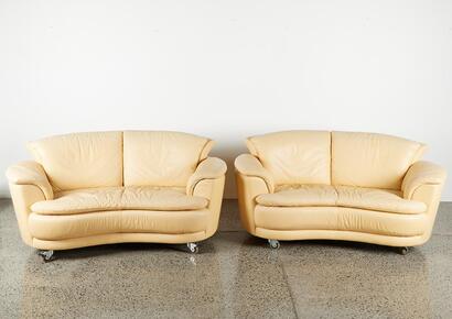 A Pair Of Leather Sofas