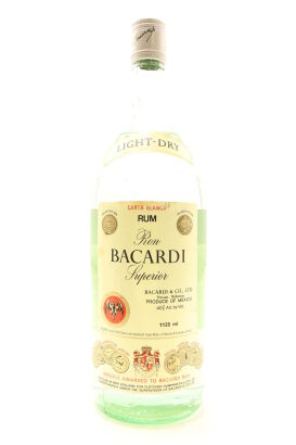 (1) Bacardi Superior Light Dry Premium White Rum Circa 1980s, Mexico 1125ml 40% ABV