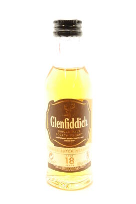 (1) Glenfiddich 18 Year Old Single Malt Scotch Whisky Miniatures, 40% ABV, 50ml