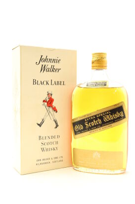 (1) Johnnie Walker Black Label Flask Bottle Extra Special Blended Scotch Whisky, circa 1960s/70s, 42.3% ABV, 375ml