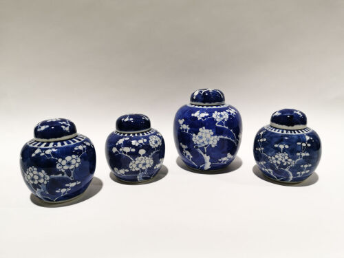 Four Chinese Blue and White 'Prunus' Small Jar
