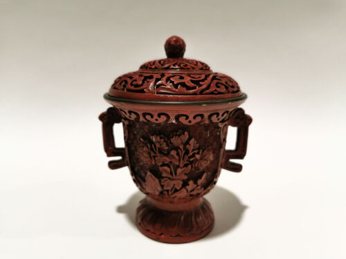 A Chinese Lacquer Cover and Handled Cup with Cover