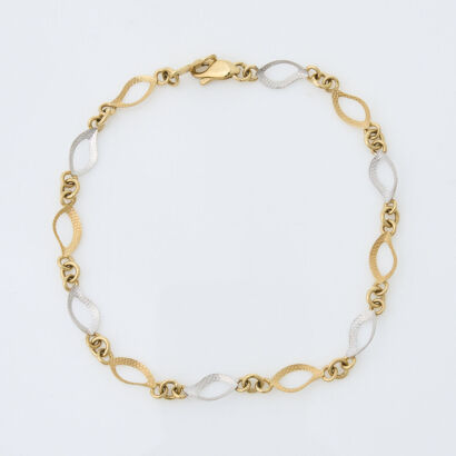 9ct Yellow and White Gold 17.5cm Bracelet