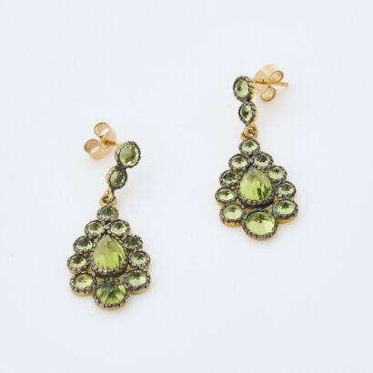 9ct Yellow Gold, Vintage, 1.70ct Peridot Earrings