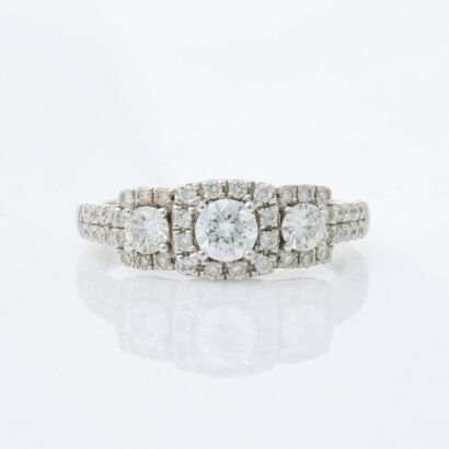 18ct White Gold, Triple Halo, 1.00ct Diamond Ring