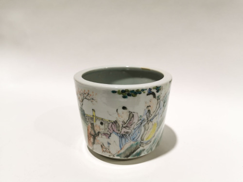 A Chinese ‘Qianjiang’ Enameled Figural Waterpot