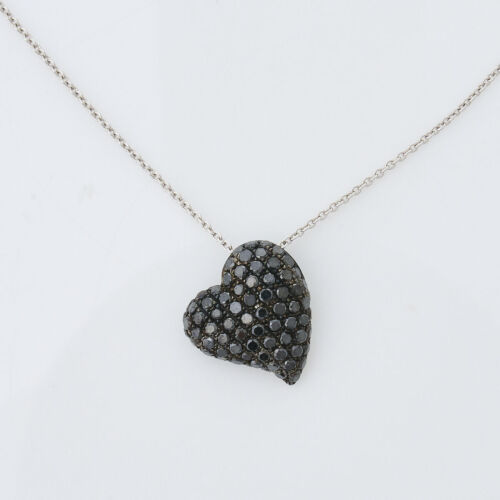 18ct White Gold, 1.00ct Black Diamond Heart Pendant