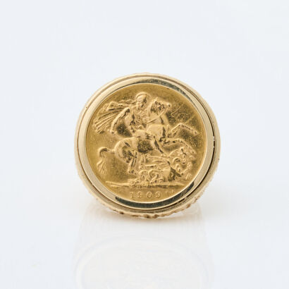 9ct Yellow Gold, 1909 Sovereign Ring