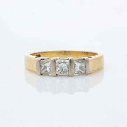 18ct Yellow Gold, .52ct Diamond Three Stone Ring