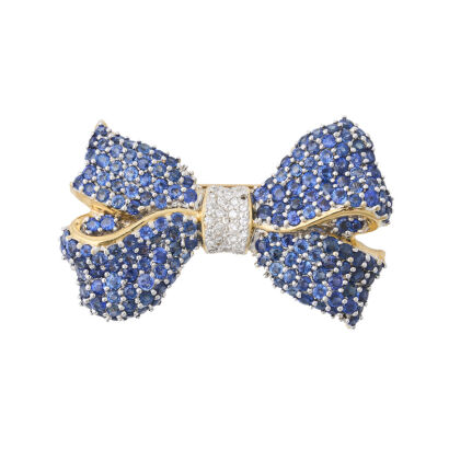 18ct Yellow/White Gold, 17.00ct Sapphire and .50ct Diamond Brooch