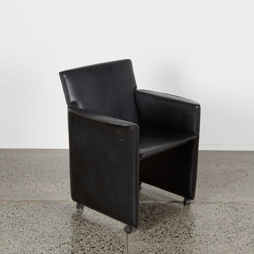An Italian Post Modern Black Leather Chair