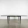 A Contemporary Italian Belvedere Extendable Dining Table With Frosted Glass Top & Metal Frame