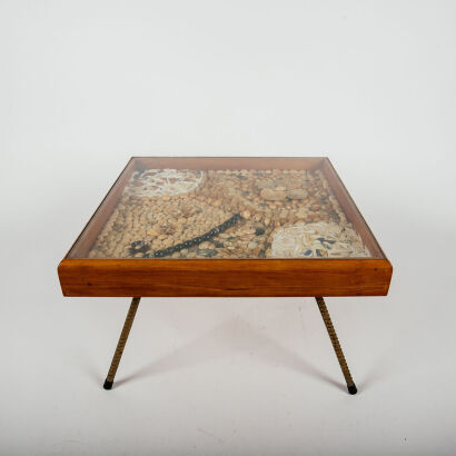 A NZ Folk Art Side Table With Shell And Ceramic Mosaic