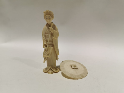 A Japanese Small Ivory Carving of Lady