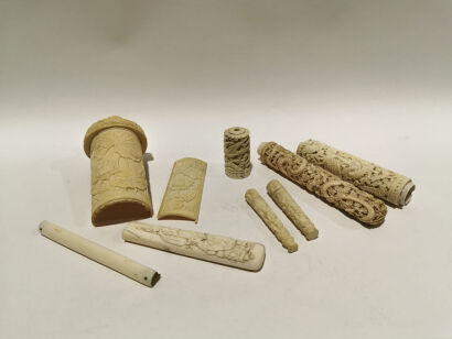 A Set of Decorated Dragon Ivory Carvings