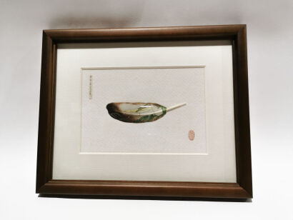A Chinese Flowers and Insects Feather Painting