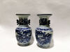A Pair of Chinese Blue and White Figural Big Vases