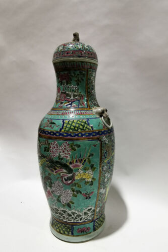 A Chinese Famille-Rose Phonix and Flowers Vase with Cover