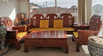 A Set of Chinese Hongmu Sofa and Low Tables (6 pieces)