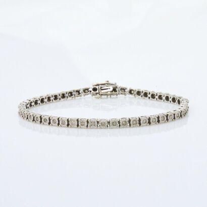 9ct White Gold, 1.00ct Diamond Tennis Bracelet