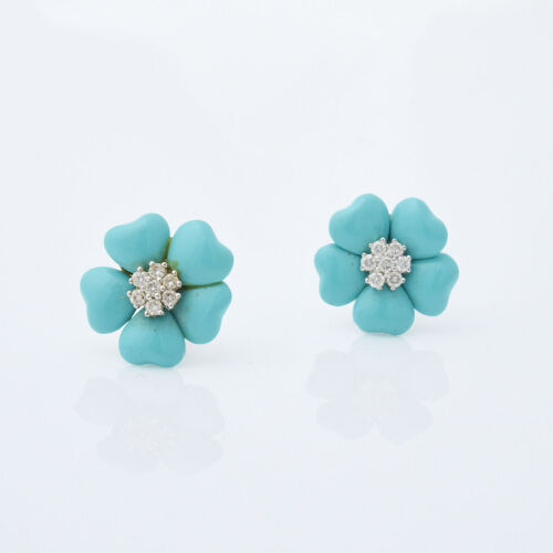 18ct White Gold, Turquoise and .44ct Diamond Clip - on Earrings