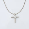 18ct White Gold, .45ct Diamond Cross Pendant On Snake Chain