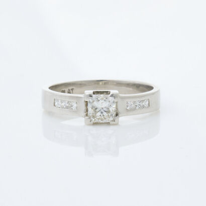 Platinum, 0.40ct Princess Cut Diamond Solitaire Ring