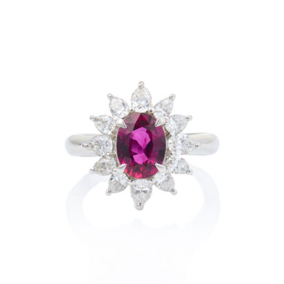 Platinum, 1.52ct Ruby and 1.18ct Diamond Ring