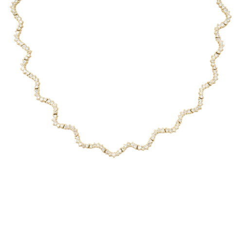 14ct Yellow Gold, 7.65ct Diamond Tennis Style Necklace