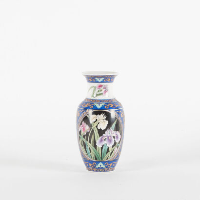 A Transferware Vase with Iris Flowers