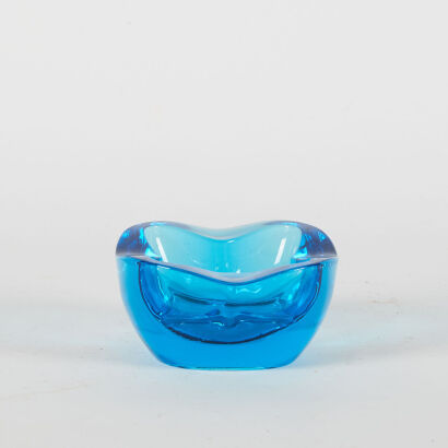 A Mid Century Heavy Blue Art Glass Bowl