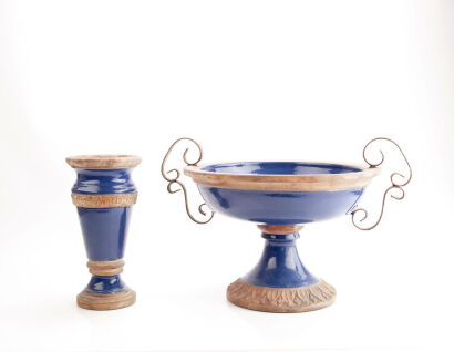 A Duo of Decorative Amphoras in Soft Midnight Blue