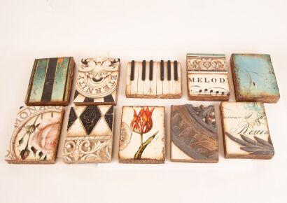 A Collection of Ten Sid Dickens Memory Blocks Ceramic Tiles