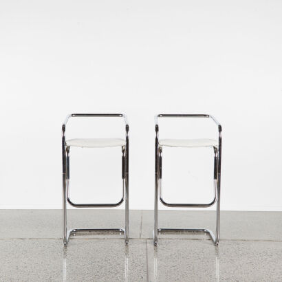 A Pair Of Modernist Cantilever Barstools