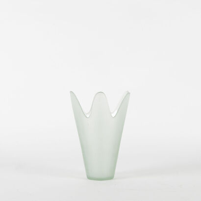 A Frosted Glass Fluted Vase