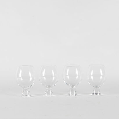 A Set Of Four Retro Inspired Red Wine Glasses