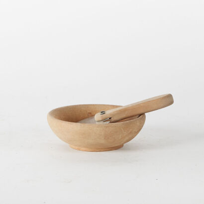 A Wooden Bowl and Mezzaluna Set