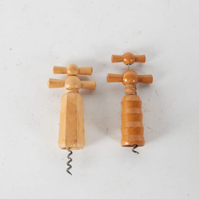 A Vintage Pair Of Wooden Cork Screws