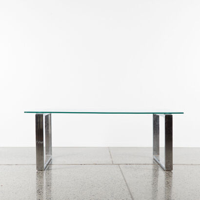 A Glass Topped Chrome Leg Coffee Table