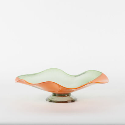 An Art Glass Wave Formed Bowl