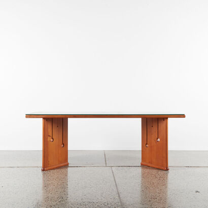 A Reclaimed Timber Coffee Table with Glass Top