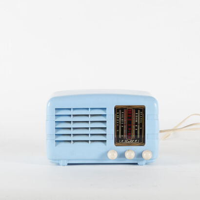 A Rare Blue Bakelite Bell Colt Valve Amp Radio, Working C.1950s