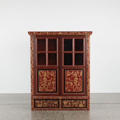 A Chinese Cabinet with Glass Doors