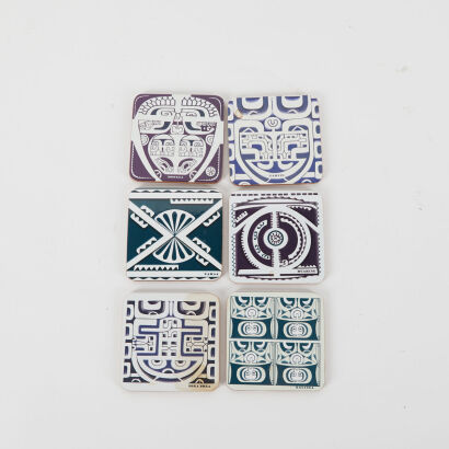 A Set Of Six Tahitian Coasters