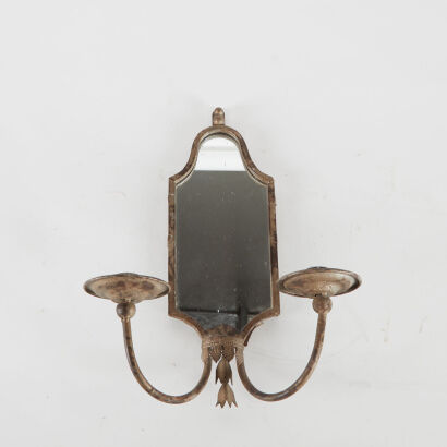 A Contemporary Antiqued Sconce And Mirror