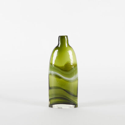 A Handblown Green Glass Bottle