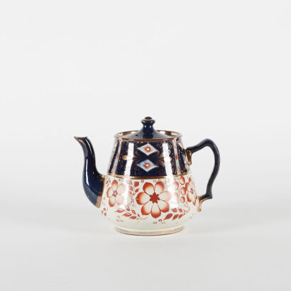 A Terracotta Teapot with Hand-painted Designs