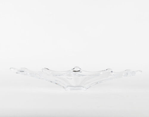 A Large Mid-Century French Crystal Splash Centrepiece Bowl By Vannes