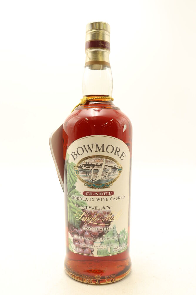 1) Bowmore Claret Bordeaux Wine Casked Single Malt Scotch Whisky, 56% ABV,  750ml